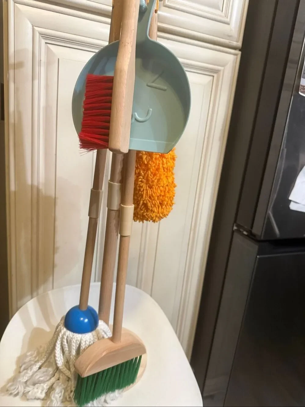 Kids Toddler Wooden Housekeeping Pretend Play Broom Mop Brush Cleaning Toy Set